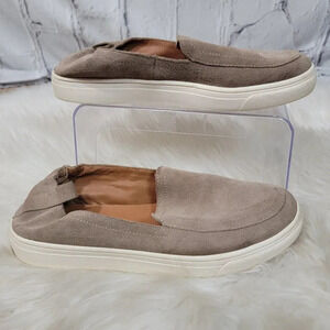 Lucky Brand Lindai Suede Leather‎ Tan Slip On Sneakers Scrunch Back Womens Shoes